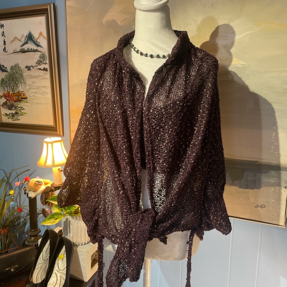 Reign Deep Purple Textured Blouse with Front Tie